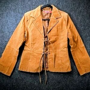 Brown Suede Lace-Up Jacket